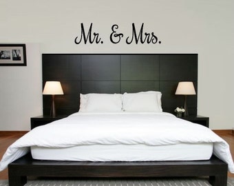 Mr and Mrs Decal - Mr and Mrs Wall Decal in Variety of Fonts & Colors - Mr and Mrs Bedroom Decal - Wedding Decal - Mr and Mrs Wedding Decal