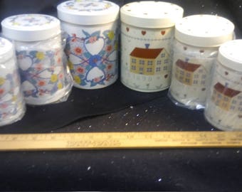 New 2 Vintage Metal 3 in 1 Kitchen Canisters with Home Decor Scenes