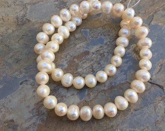 Potato Pearl Beads, Creamy White Potato Pearl Beads, Large White Pearl Beads, 16 inch strand, 10 x 8mm