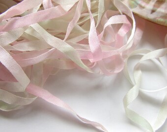 Hand Dyed Silk Ribbon - Embroidery - 1m - 1.1yds - 4mm - Needlecraft - Rose Blush