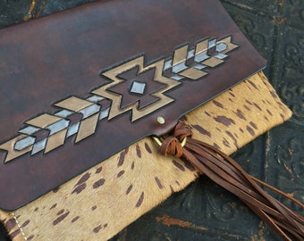 Hand tooled Leather CF Clutch