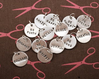Personalized charm, custom charm, name charm, date charm, initial charm, sterling silver stamped charm, mom charm, stamped disc personalized