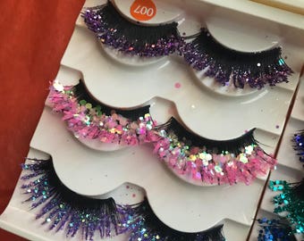 Mermaid glitter eyelashes, glitter eyelashes, mermaid makeup, holographic clothing, unicorn costume, glitter eyeshadow, glitter makeup