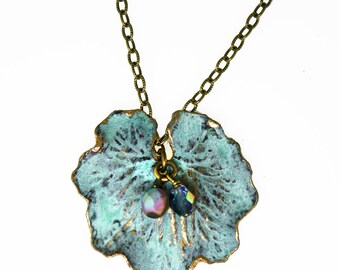 Verdigris Patina Lilypad Pendant