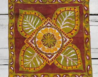 Batik Bandana // Hand dyed cotton neckerchief // Mandala head scarf