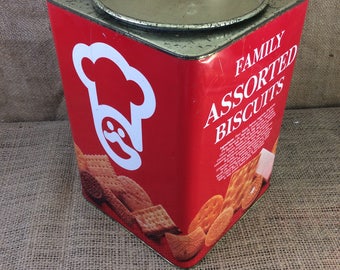 Vintage The Garden Co. Ltd. biscuit tin, Hong Kong biscuit tin, family assorted biscuits, hard to find garden company tin, tin collectibles