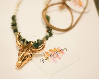 SALE**Ivory/green beaded statement necklace