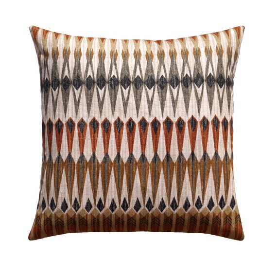 Rust Brown Black Ikat Pillows Tribal Decorative Pillow