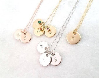 BIG SALE! Personalized Initial Necklace, Disc Necklace, Custom Initial Necklace, gold Necklace, gift for woman personalized Mother Gift
