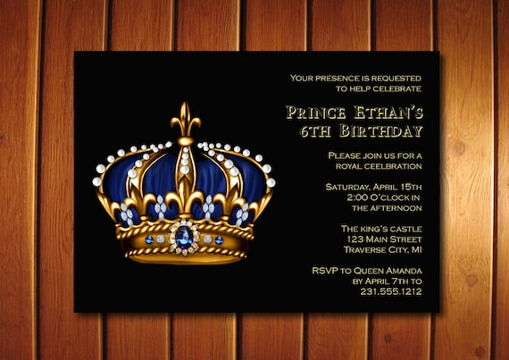 Prince Birthday Party Invitation Little Prince Birthday