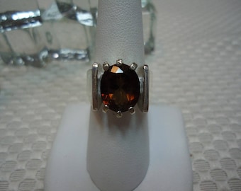 Oval Cut Champagne Topaz Ring in Sterling Silver #1423