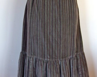 1970s Velveteen Midi Skirt Bottom Ruffle