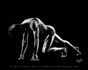 male nude art - modern painting of nude man 4 pastel