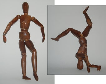 Early 20th Century Wooden Artist's Model (Artist Lay Figure, Posing Model) -- Free US Shipping!
