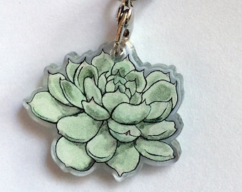 Succulent Acrylic Charm - Clear Double Sided Keychain