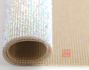 Hisenlee SS6 2mm 24cm*40cm Crystal Clear AB Hot Fix Wall Decoration Sheet Rhinestone fabric Stone Size iron-on Highest Quality Rhinestones