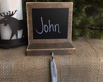 Rustic Chalkboard Stocking Hanger- Customizable