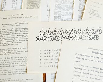English Language oddity themed text papers, typing, shorthand + more - VINTAGE PAPER PACK - 20 original pages