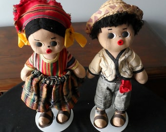 Gift for Doll Collector Pair Of Cloth Dolls South America, Central America,Male and Female 869
