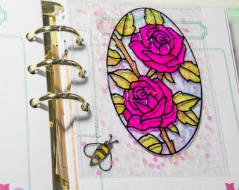 Planner Shaker Dashboard: Rose Stained Glass Window | Personal + A5 Planners / Binders | Recollections Planner Accessory | Planner Bookmark