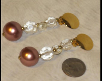 1970s DISCO earrings Vintage CRYSTAL Earrings LONG dangle Clip on earrings