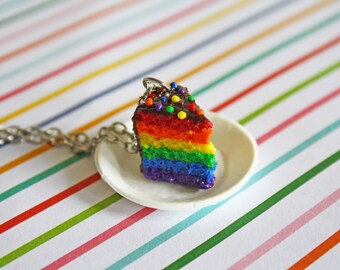 Miniature Food, Polymer Clay Charms, Chocolate, Cake Necklace, Kawaii Necklace, Cake Jewelry, Bff Gift, Gay Pride, LGBT, Pastel Goth