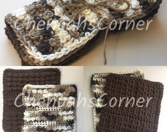 Set of 2 Washcloths, Crochet Dishcloths, Crochet Washcloths, Textured Dishcloths