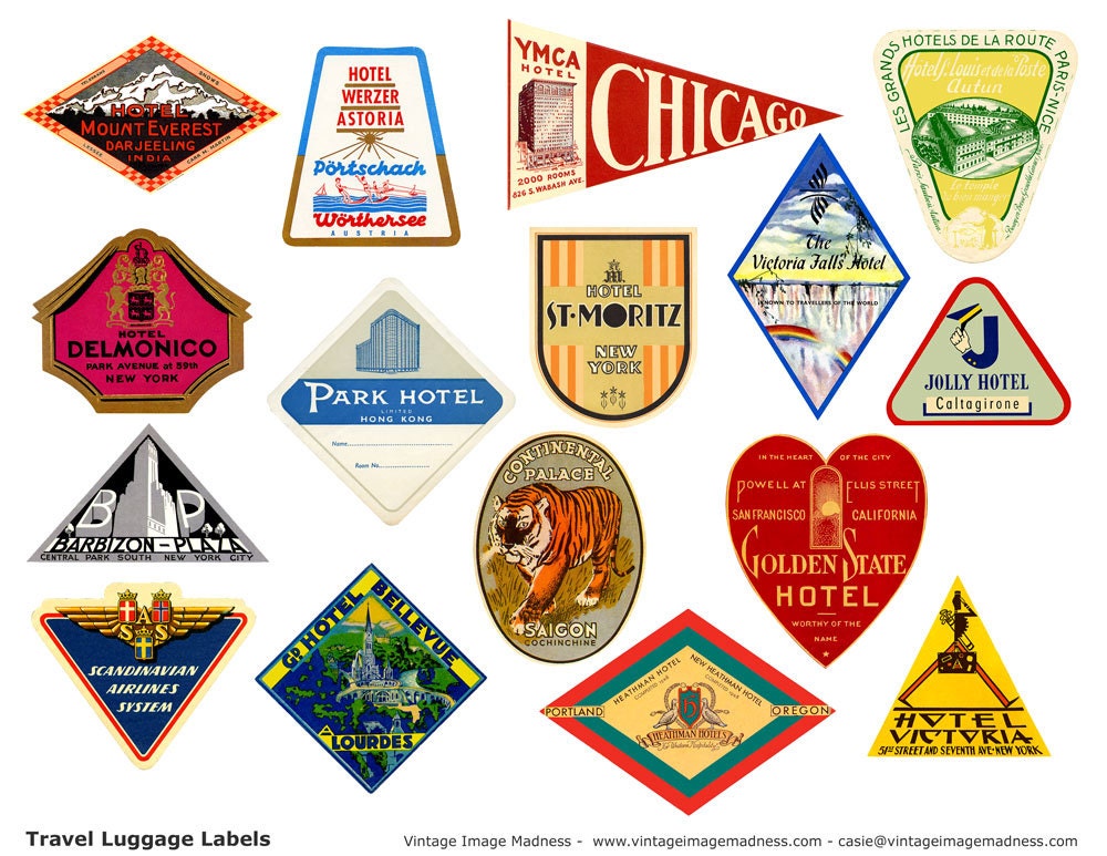 travel luggage stickers vintage travel images instant