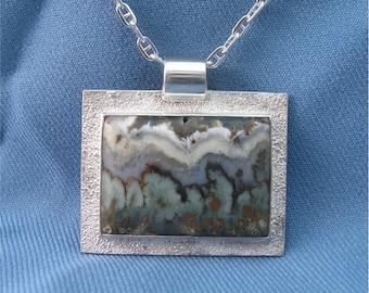 Prudent Man Agate & Silver Pendant