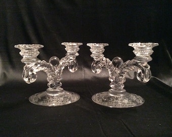 Clear crystal candelabra with silver overlay