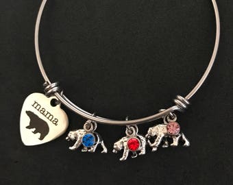 Personalized Mama Bear Bangle Personalized Mama Bear Bracelet
