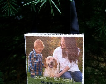 Ornament - PET Personalized Photo Ornament on Canvas - Pet Memorial, Beloved Pet, Dog, Family Pet, Pet Sympathy