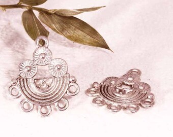 20 ethnic connectors silver half-moon and triangle flat 20x22mm