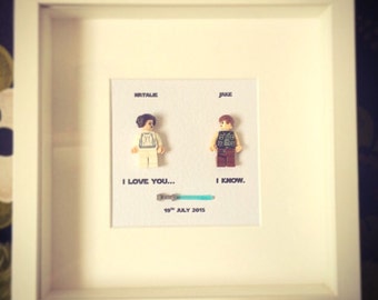 I love you... I know Star Wars Princess Leia and Han Solo Personalised Wall Art Box Frame Picture Engagement or Wedding Gift