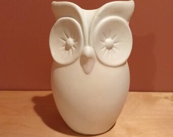 Vintage ceramic owl planter or vase