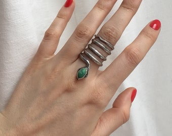 Snake Ring, Sterling Silver and Turquoise