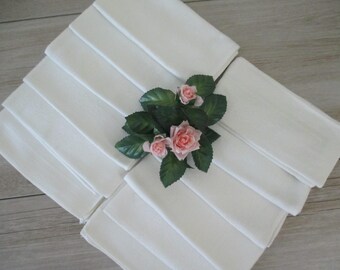 12 Vintage Cotton Napkins White