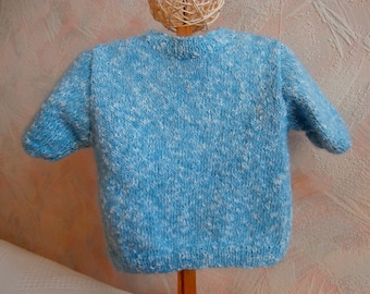 Girl 12 to 18 months, blue, short sleeve sweater