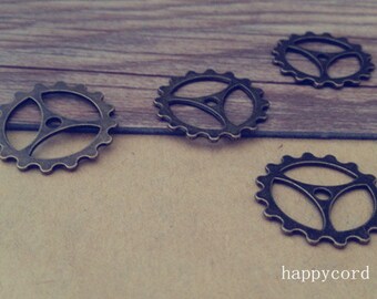 30pcs Antique bronze gear pendant charm 23mm