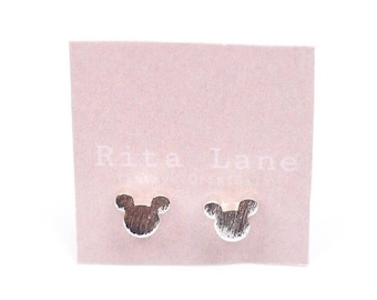 Disney Inspired Mickey Mouse Silhouette Silver Plated Stud Earrings