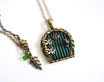 Vintage style bronze hobbit door pendant locket necklace costume jewellery gift by East Link