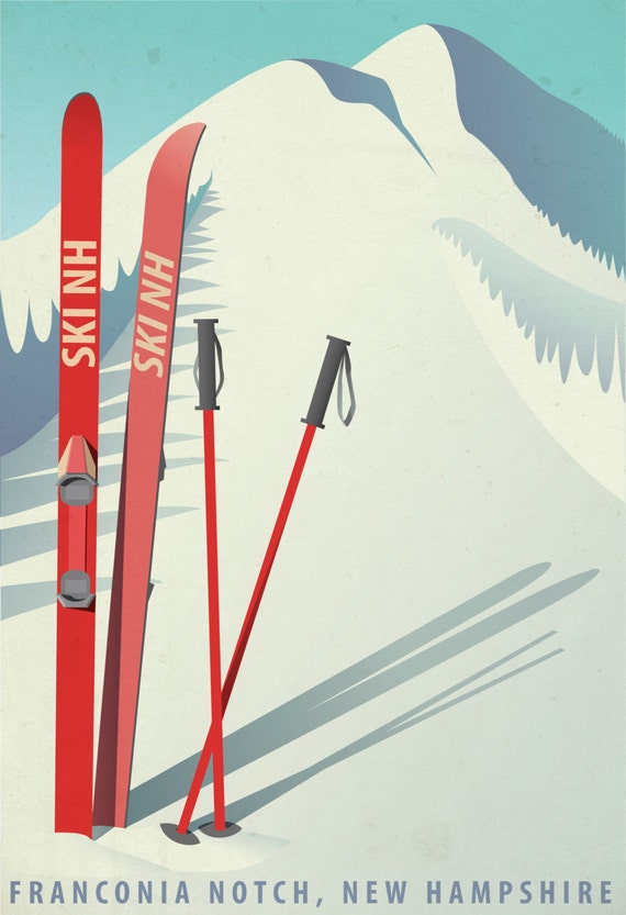 ski poster hampshire posters mountain skiing snow nh retro decor valentine graphic boxes racing mountains winter say travel revisit later