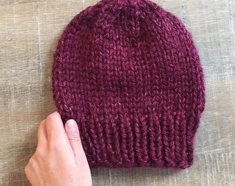 Cozy Beanie, Slouch Beanie, Winter Beanie, Hand Knit Beanie, Knit Hat, Slouchy Beanie, Knit Slouchy Beanie, Maroon Beanie