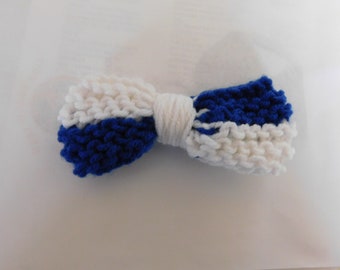 Blue and White, Bow Tie, Clip On,Large Size