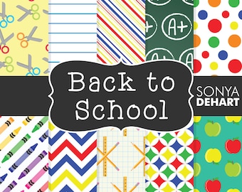 80% OFF SALE Digital Paper Back to School Printable Scrapbooking Paper