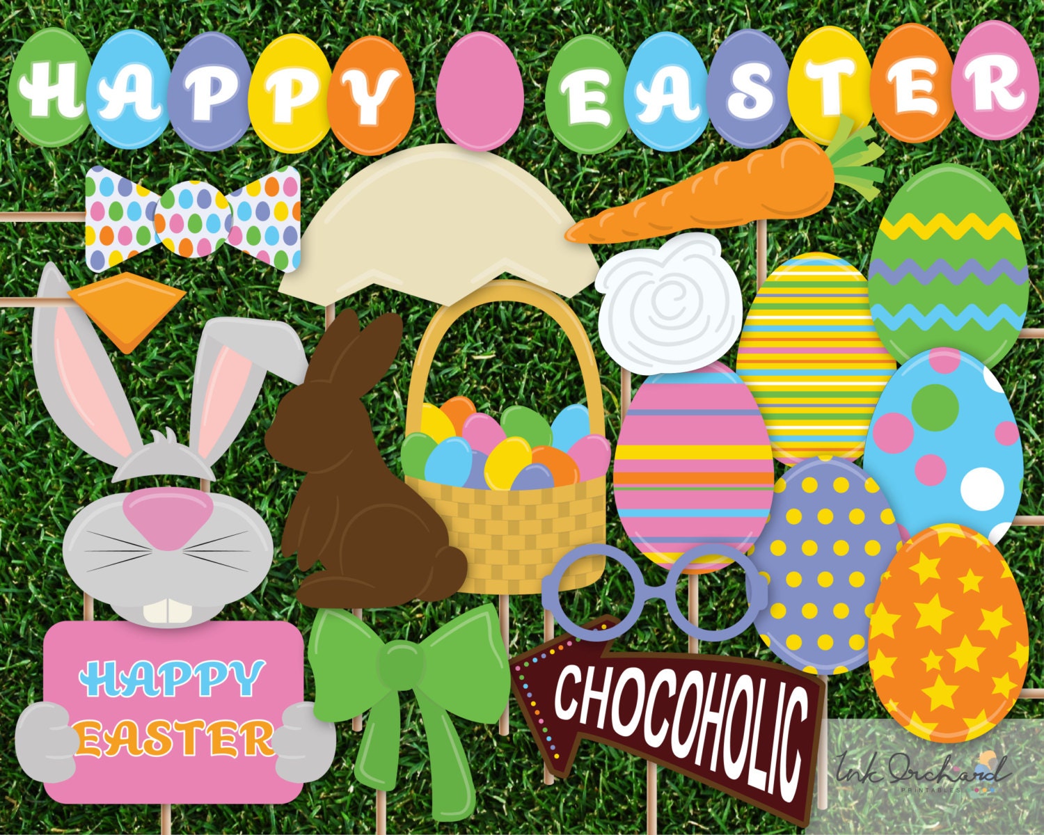 Instant Download Easter Photo Booth Props Printable Pack 15