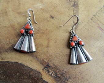 Tibetan Earrings.Vintage Ethnic Earrings.