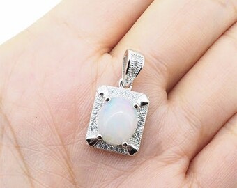 White Opal Necklace October Birthstone Jewelry Australian Opal Pendant Opal Jewelry Gemstone Jewelry Bridal Necklace Birthday Gift for mom