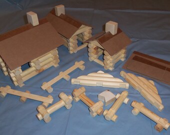 Handmade 'Lincoln Logs' 110 piece set