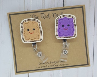 PB&J ID Badge Reel, Peanut Butter and Jelly Badge Reel, Bff Badge Reel Set, Nurse Badge Reel, RN Badge Reel, Id Badge Reel